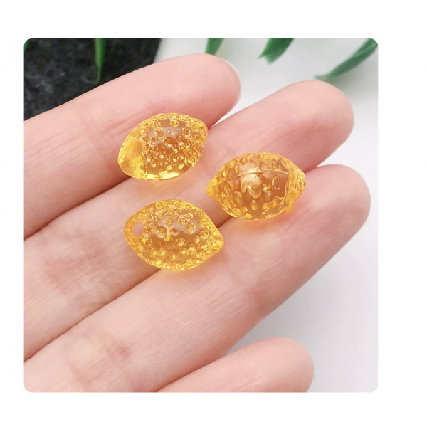 5pcs Acrylic Plastic 3D 13.5x9.5x9mm Fruit Resin Beads  clear lemon charms TB-997486682790-24811