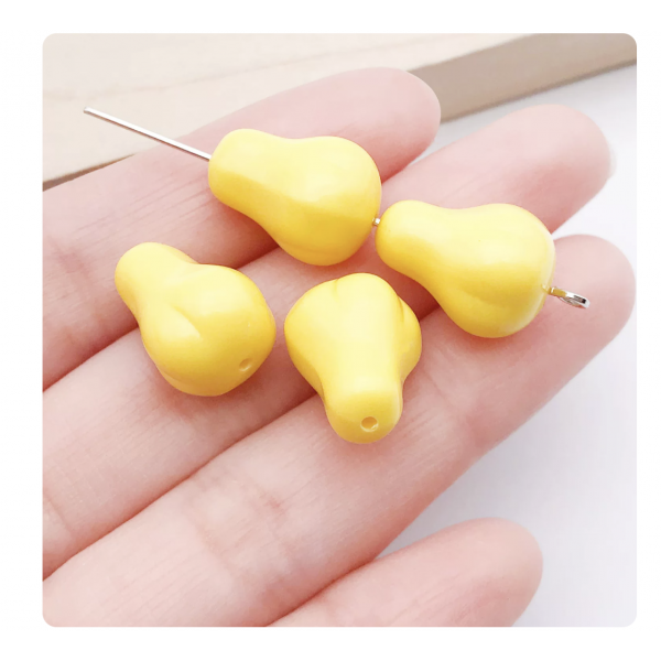 5pcs/pack 16x12x12mm  (hole: 1.3mm) Acrylic Plastic 3D Resin Beads yellow pear charms TB-997486682790-26032