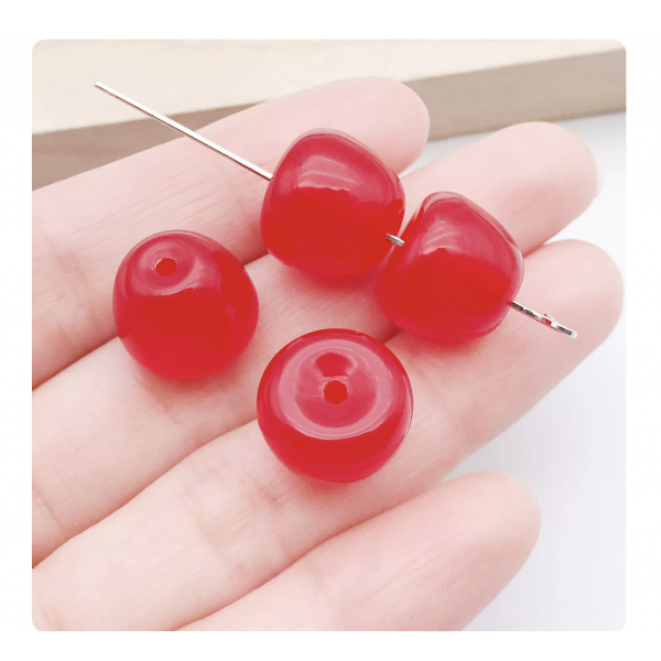 5pcs/pack  13x13x11mm(hole 1.8mm) Plastic 3D Resin Beads apple charms TB-997486682790-26034
