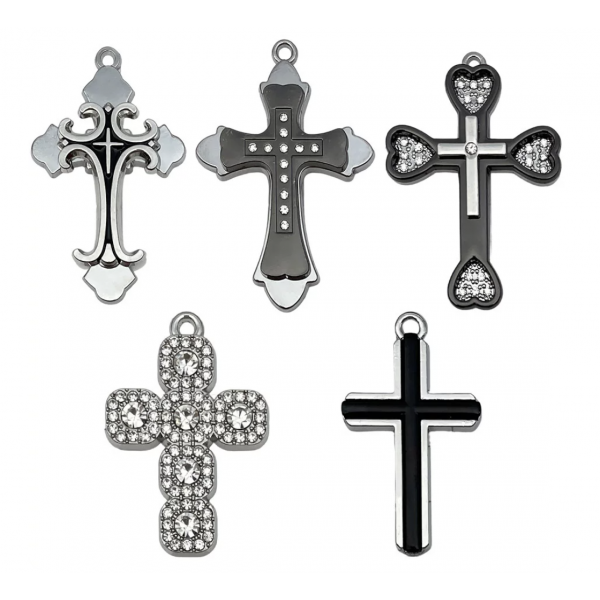 5pcs mixed style white K rhinestone cross charms TB-996910251358-SN1552