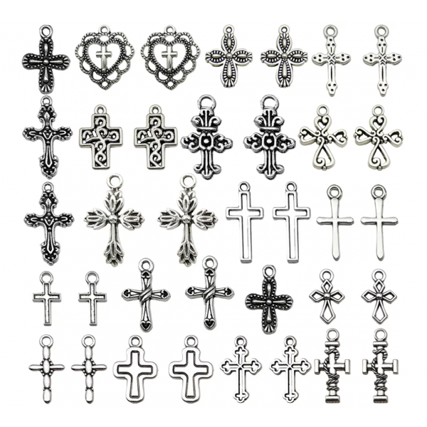 36pcs/pack small size antique silver cross(2pcs per style) TB-996910251358-SN1145