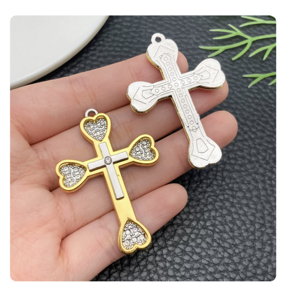 2pcs/pack 47x32x6mm gold plated cross TB-996910251358-24738