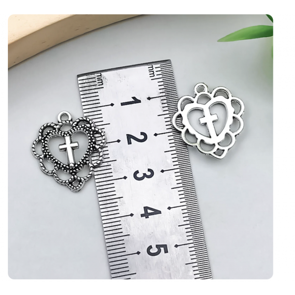 10pcs/pack 19x21mm antique silver plated heart cross TB-996910251358-15842