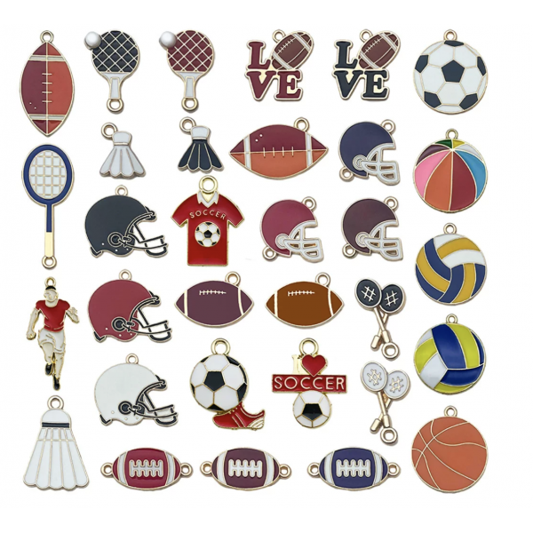 32pcs/pack  mixed enamel tennis charms(one per style) TB-1078673342634-SN1074