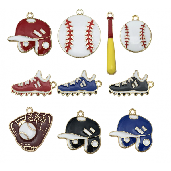 10pcs/pack  mixed enamel baseball charms TB-1078673342634-SN934