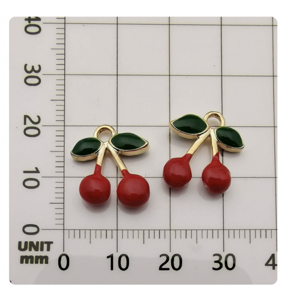 4pcs/pack   enamel charms 3D cherry TB-606062564925--10973