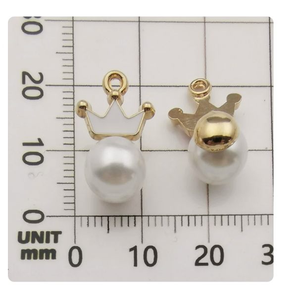 4pcs/pack   enamel charms crown pearl white TB-606062564925--11005
