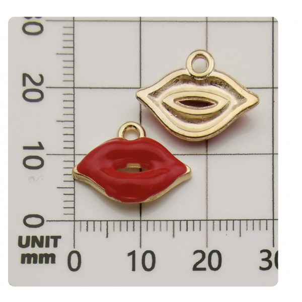 4pcs/pack   enamel charms red lips TB-606062564925--10982