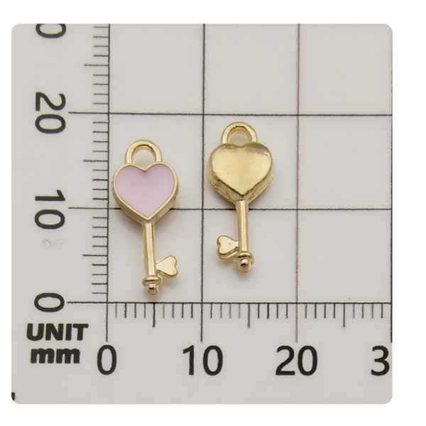 4pcs/pack   enamel charms heart key TB-606062564925--10989