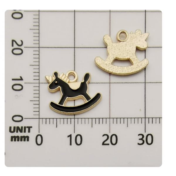 4pcs/pack   enamel charms rocking horse black TB-606062564925--10990