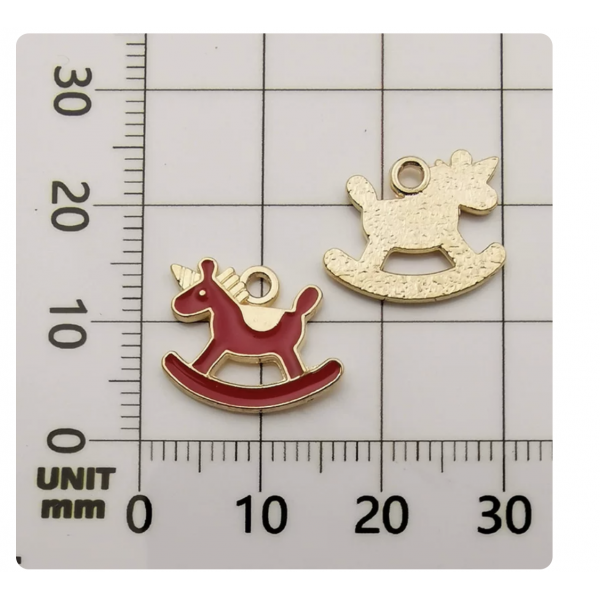 4pcs/pack   enamel charms rocking horse red TB-606062564925--10996