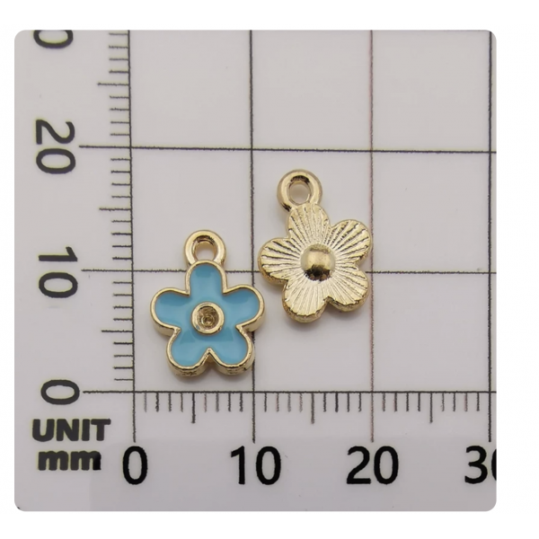 5pcs/pack   enamel charms blue flowers TB-606062564925--11021