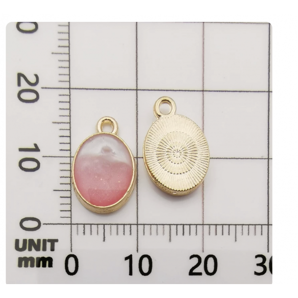 4pcs/pack   enamel charms pink ellipse TB-606062564925--11034