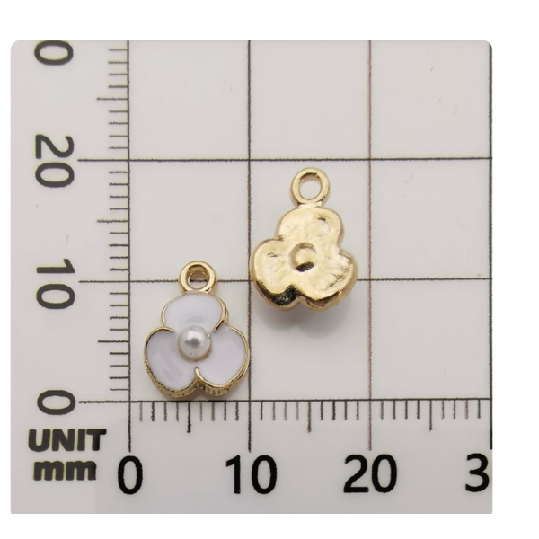 4pcs/pack   enamel charms white flower TB-606062564925--11035