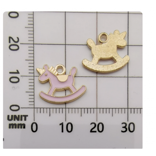 4pcs/pack   enamel charms pink unicorn TB-606062564925--11030