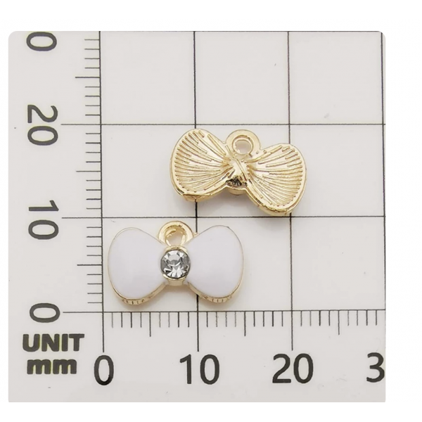 4pcs/pack   enamel charms white bowknot rhinestone TB-606062564925--10997