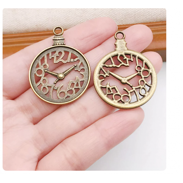 5pcs/pack  28×37mm bronze plated clock time charms TB-908308292524-355