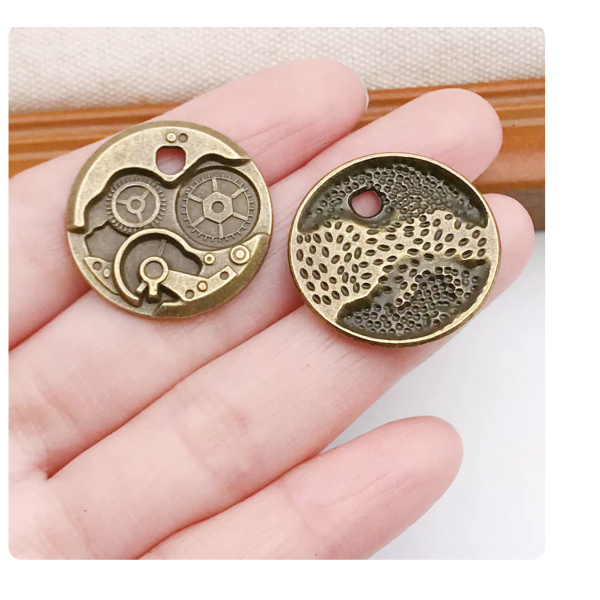 5pcs/pack  25mm bronze plated clock time charms TB-908308292524-395