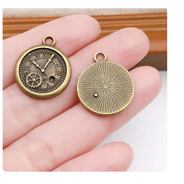 5pcs/pack  18×21mm bronze plated clock time charms TB-908308292524-4052