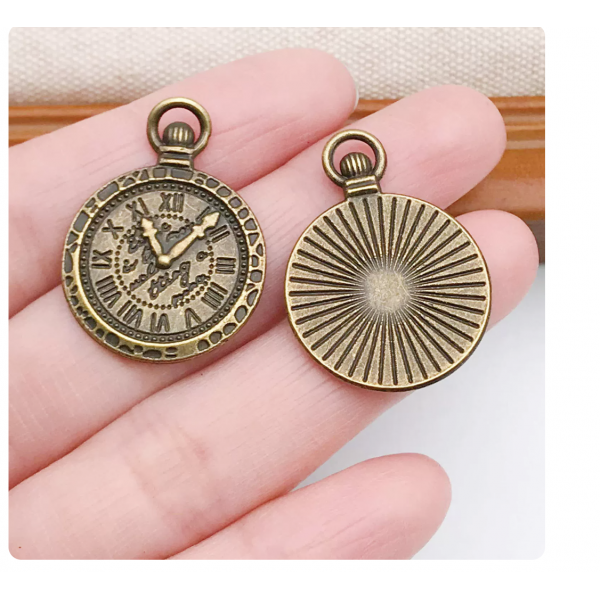 5pcs/pack  21×30mm bronze plated clock time charms TB-908308292524-7198