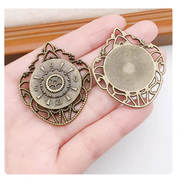5pcs/pack 36x43mm bronze plated clock time charms TB-908308292524-8906