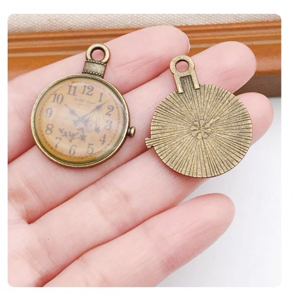 5pcs/pack  25x32mm bronze plated clock time charms TB-908308292524-17308
