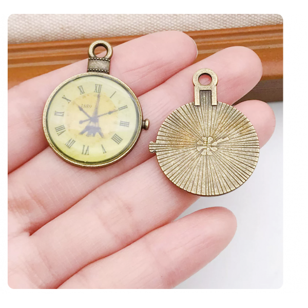 5pcs/pack  25x32mm bronze plated clock time charms TB-908308292524-17309
