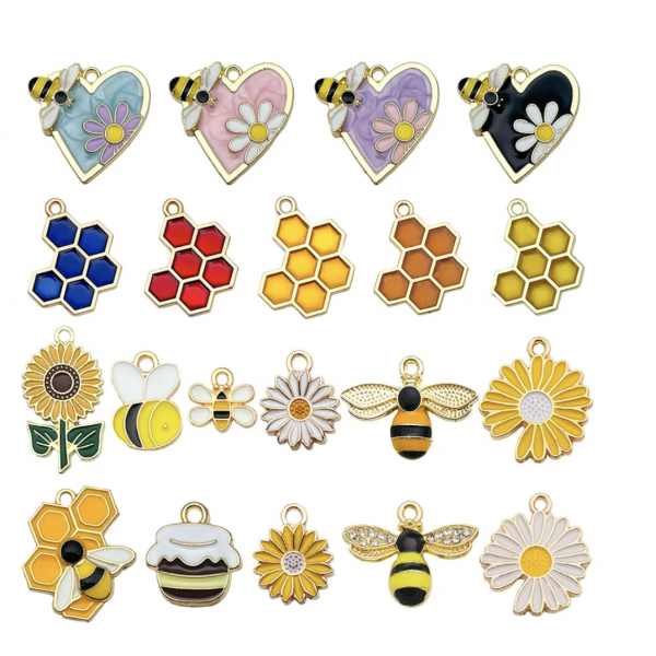 20pcs/pack  mixed enamel bee charms TB-953868506607-SN1395