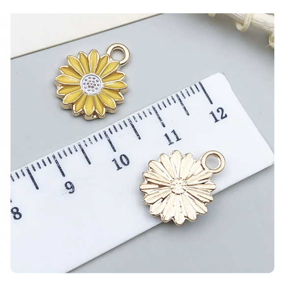 3pcs/pack  13x16mm enamel yellow daisy TB-953868506607-14784