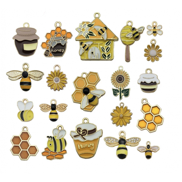 20pcs/pack  mixed(one per style) enamel bee charms TB-953868506607-SN1039