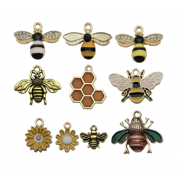 10pcs/pack  mixed(one per style) enamel bee charms TB-953868506607-SN666