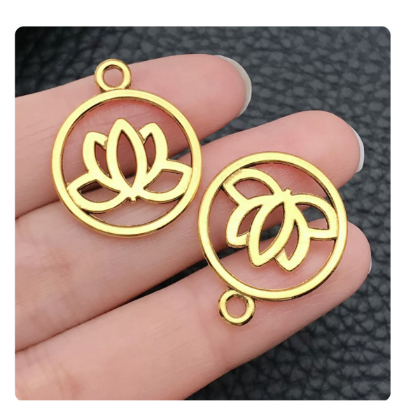 6pcs/pack 20x24mm gold plated lotus TB-1071757112806-10173