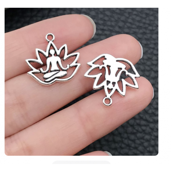 9pcs/pack 17x18mm antique silver plated lotus TB-1071757112806-10423