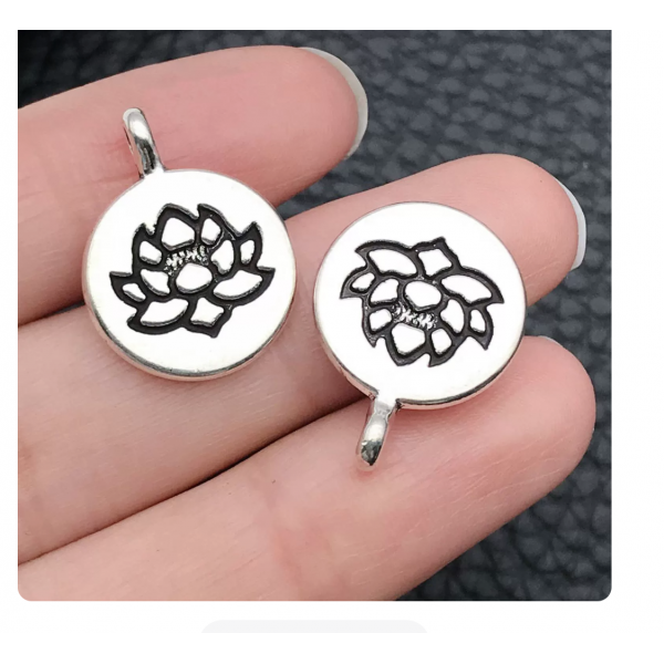 6pcs/pack 15x20mm antique silver plated lotus TB-1071757112806-10425