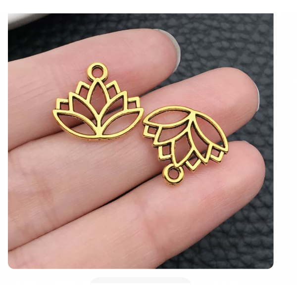 9pcs/pack 14x16mm gold plated lotus TB-1071757112806-10426