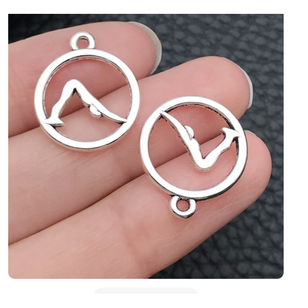 9pcs/pack 15x20mm antique silver plated yoga TB-1071757112806-8288