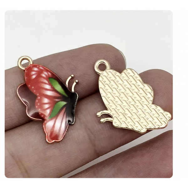 5pcs/pack 16x24mm enamel red butterfly TB-865309098828--15824