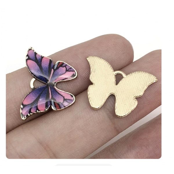 5pcs/pack 21x15mm enamel  butterflyn purple TB-865309098828--12418