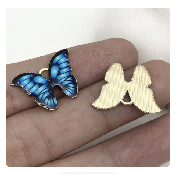 5pcs/pack 21x15mm enamel  butterfly  blue TB-865309098828--12421