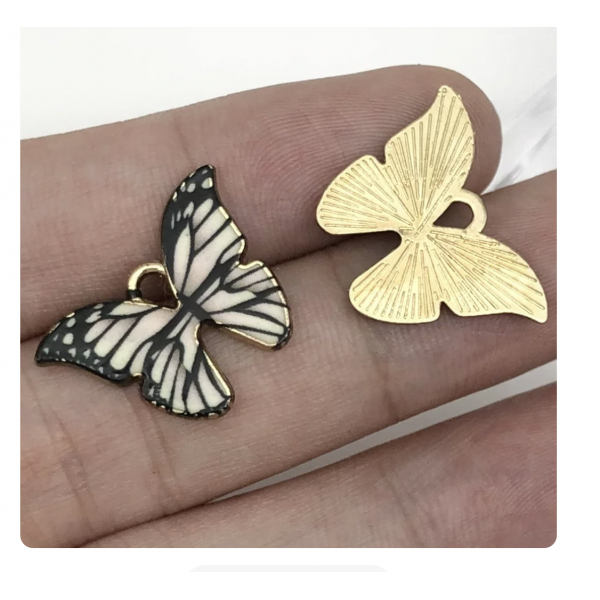 5pcs/pack 21x15mm enamel  butterfly white TB-865309098828--12423