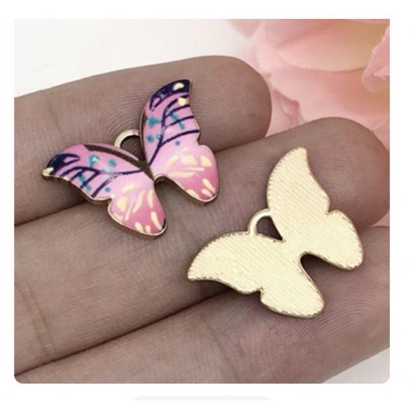 5pcs/pack 21x15mm enamel  butterfly  pink TB-865309098828--12424