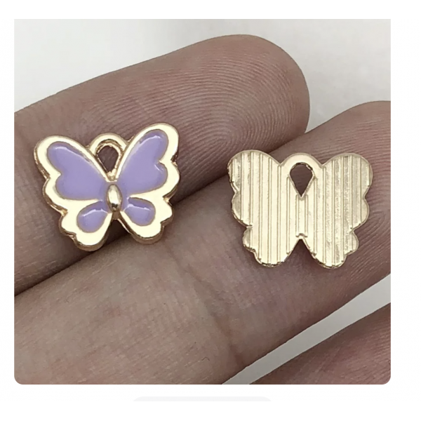 5pcs/pack 12x11mm enamel butterfly purple TB-865309098828--12490