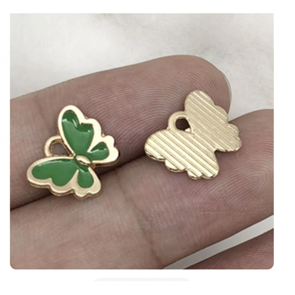 5pcs/pack 12x11mm enamel butterfly dark green TB-865309098828--12494