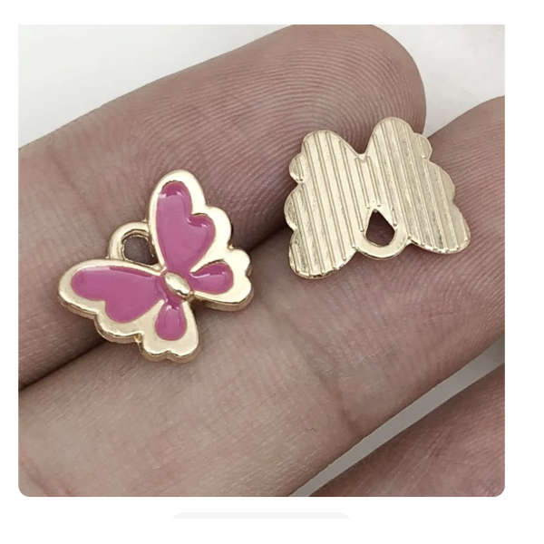 5pcs/pack 12x11mm enamel butterfly hot pink TB-865309098828--12496