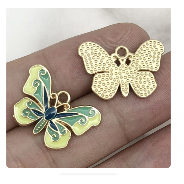 5pcs/pack 15x22mm enamel butterfly green TB-865309098828--19087