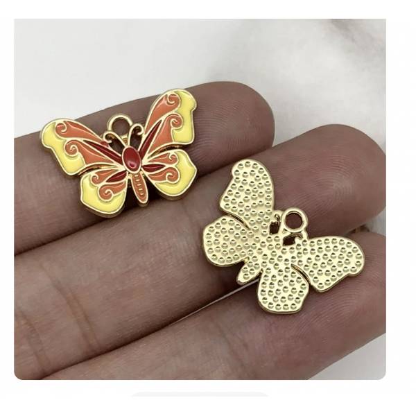 5pcs/pack 15x22mm enamel butterfly yellow orange TB-865309098828--19091