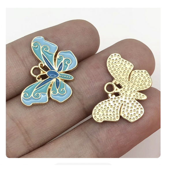 5pcs/pack 15x22mm enamel butterfly blue TB-865309098828--19092