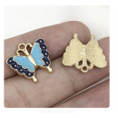 5pcs/pack 17x18mm enamel butterfly  black blue TB-865309098828--19097