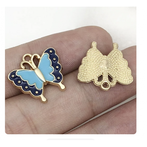 5pcs/pack 17x18mm enamel butterfly  black blue TB-865309098828--19097