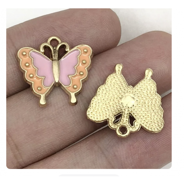 5pcs/pack 17x18mm enamel butterfly  orange pink TB-865309098828--19100